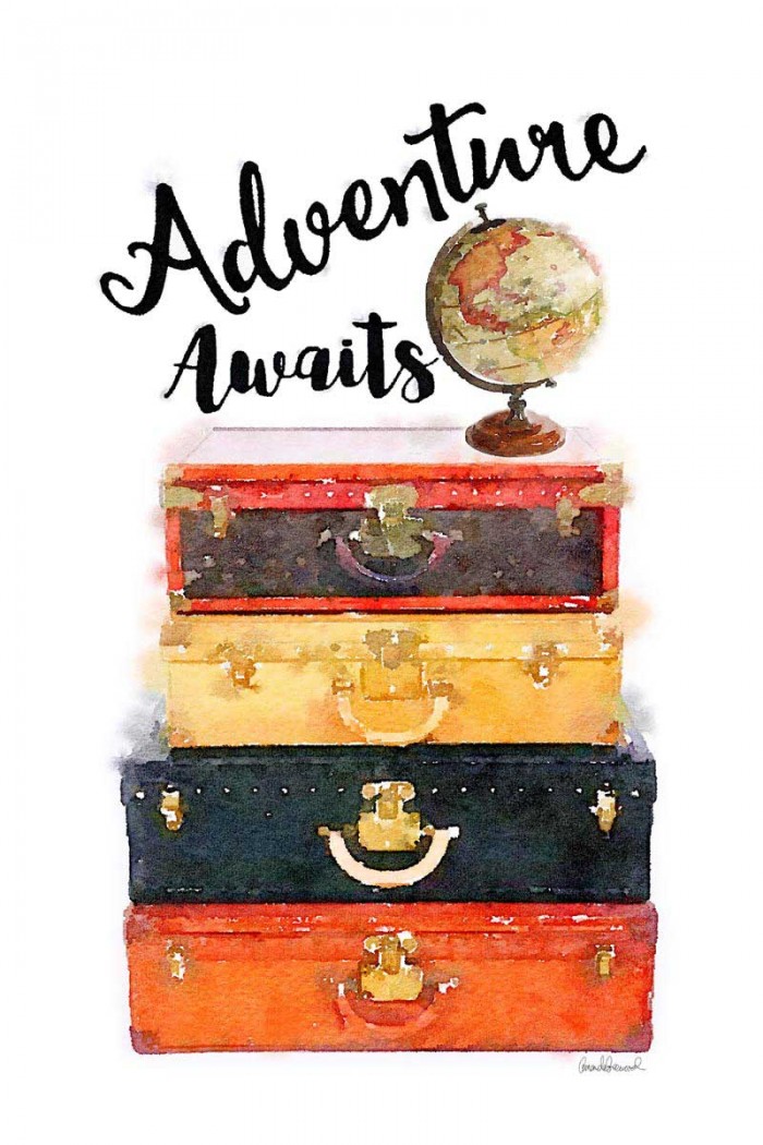 Adventure Awaits Luggage by Amanda Greenwood