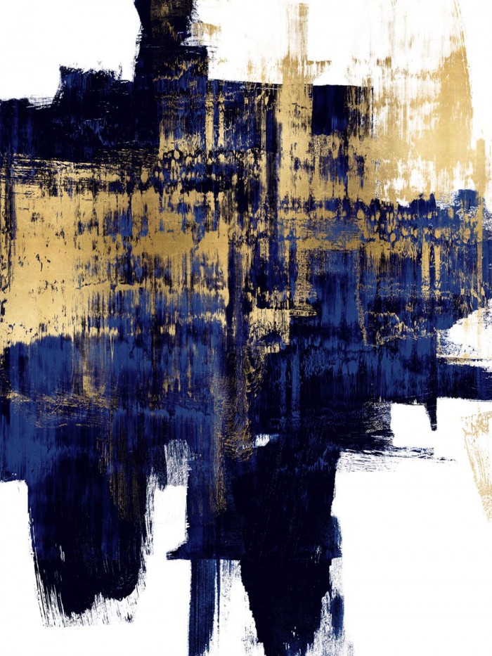 Dynamic Gold on Blue I by Alex Wise