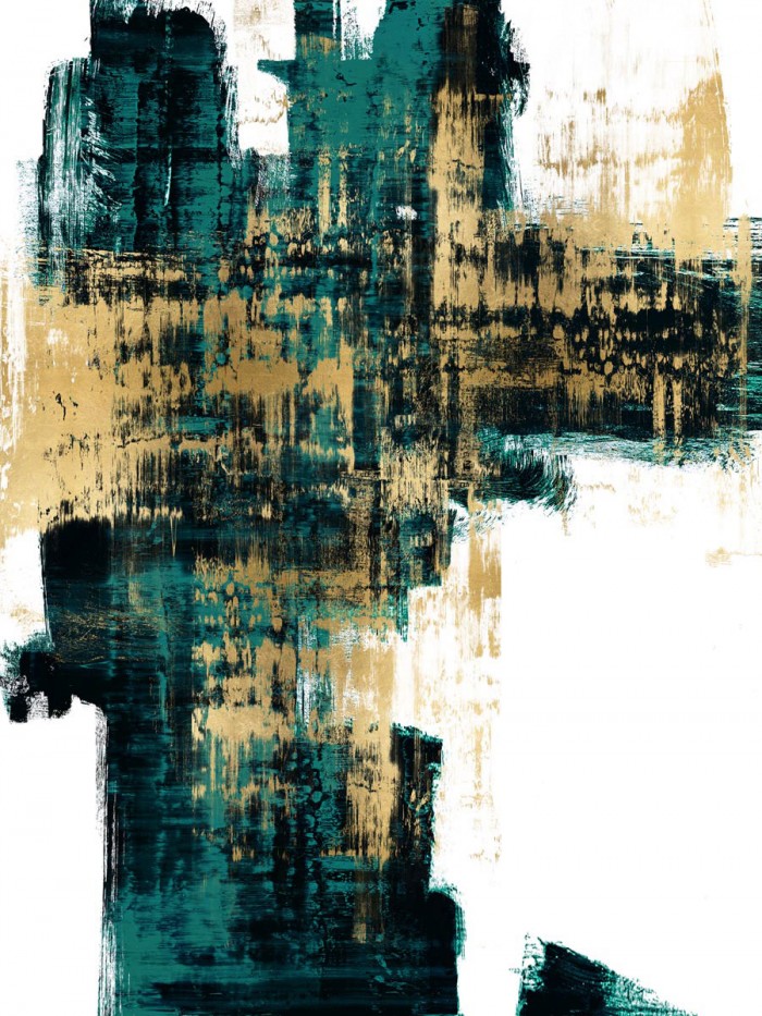 Infatuation Gold on Teal I by Alex Wise