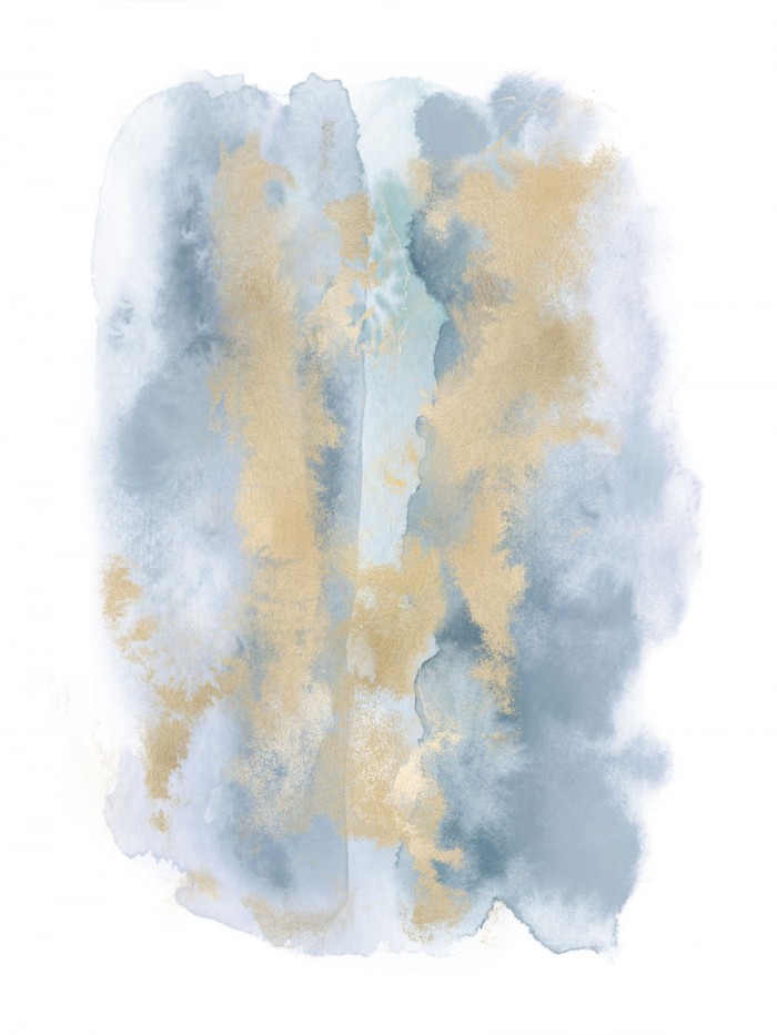 Soft Blue Mist With Gold I by Bella Riley