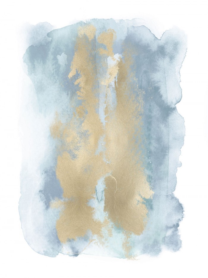 Soft Blue Mist With Gold II by Bella Riley
