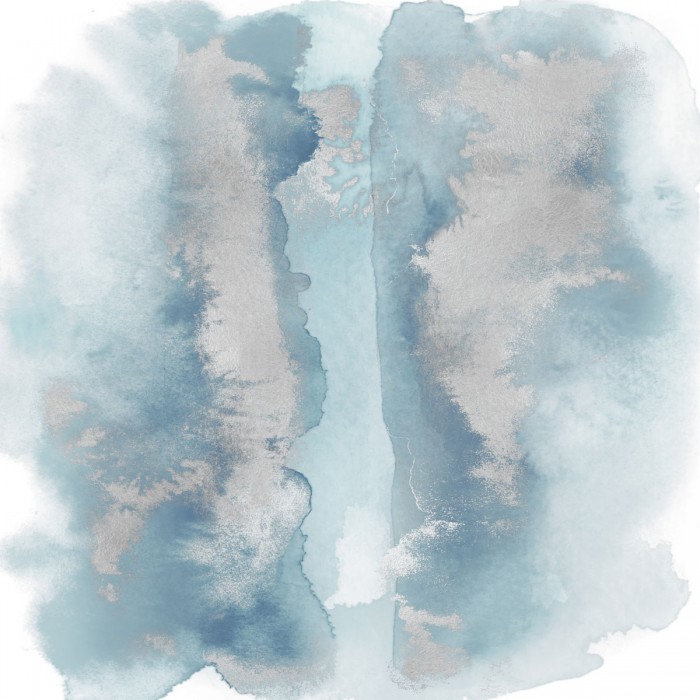 Soft Blue Mist With Silver I by Bella Riley