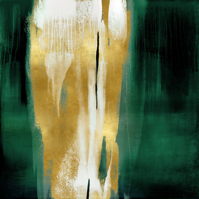 Free Fall Emerald with Gold I by Christine Wright