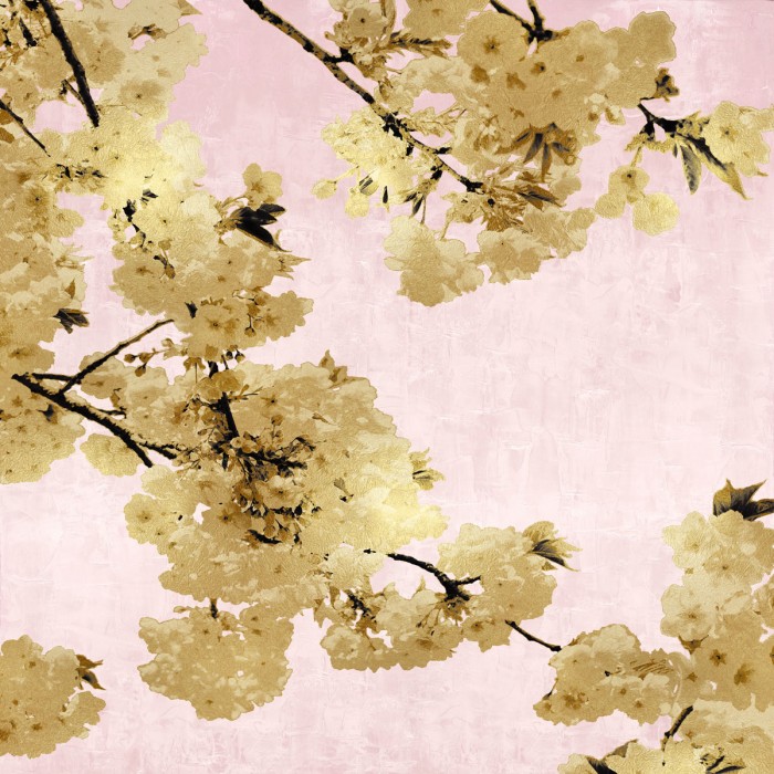 Gold Blossoms on Pink III by Kate Bennett
