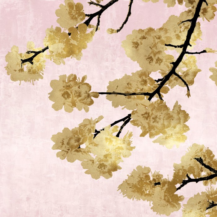 Gold Blossoms on Pink IV by Kate Bennett