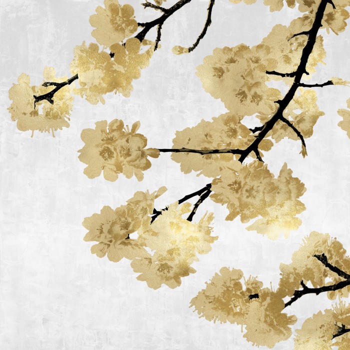 Gold Blossoms on White II by Kate Bennett