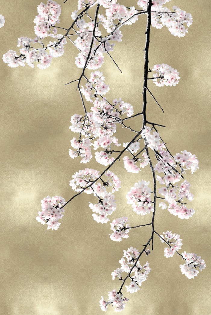 Pink Blossoms on Gold III by Kate Bennett