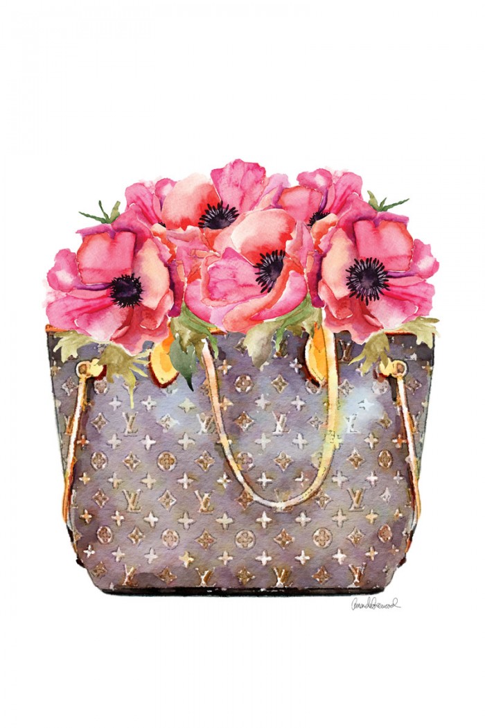Fashion Bag with Peonies by Amanda Greenwood