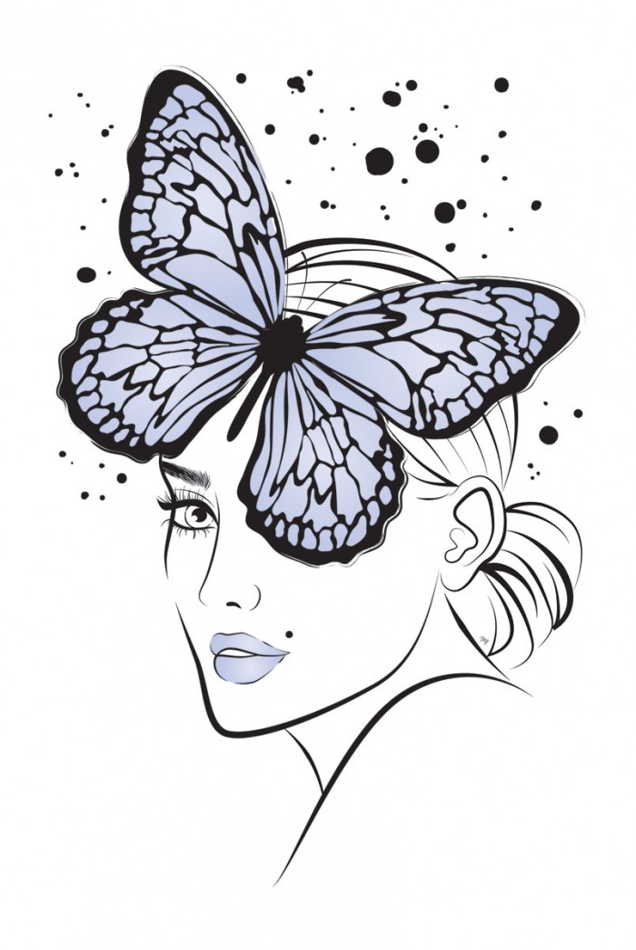 Lady Butterfly Blue by Martina Pavlova
