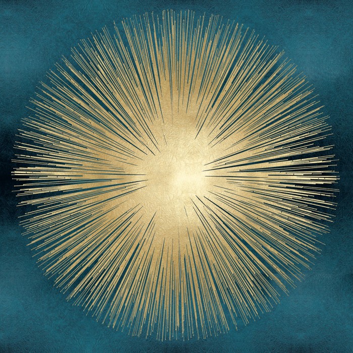 Sunburst Gold on Teal I by Abby Young