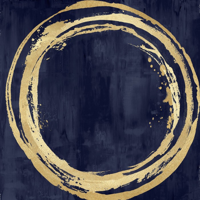 Circle Gold on Blue I by Natalie Harris