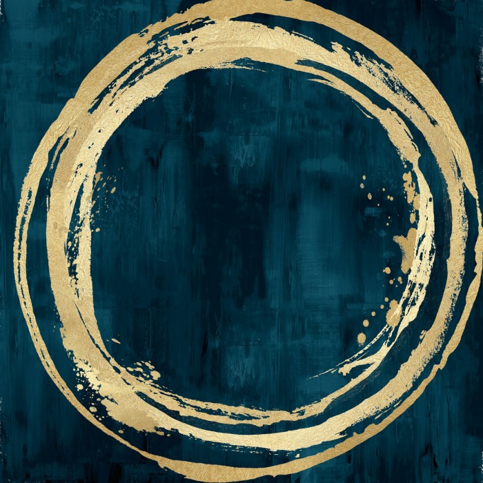 Circle Gold on Teal I by Natalie Harris