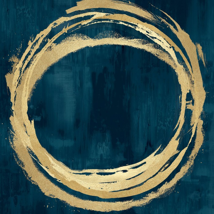 Circle Gold on Teal II by Natalie Harris