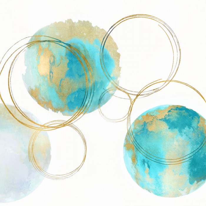 Circular Aqua and Gold II by Natalie Harris