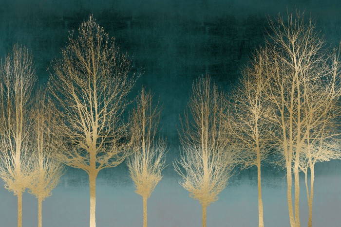 Gold Forest on Teal by Kate Bennett