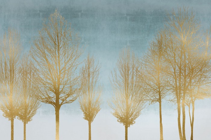 Gold Forest on Aqua by Kate Bennett