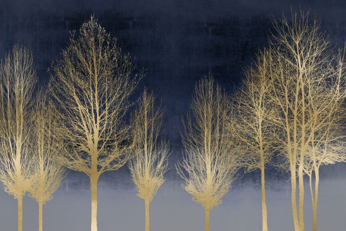 Gold Forest on Blue by Kate Bennett