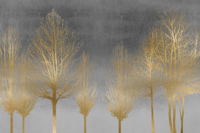 Gold Forest on Gray by Kate Bennett