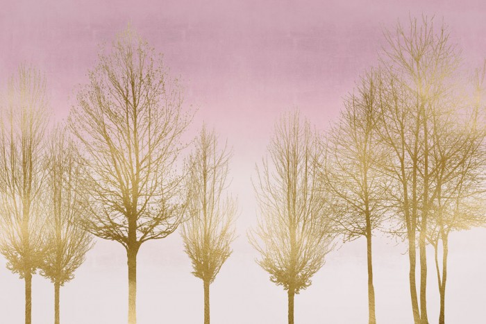 Gold Forest on Pink by Kate Bennett