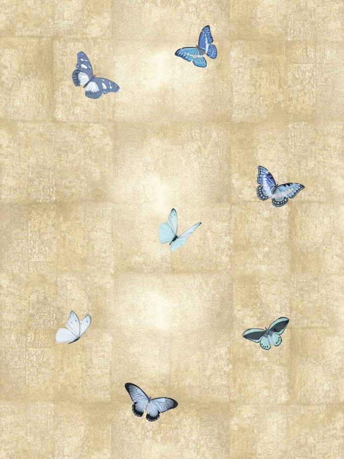 Butterflies Blue on Gold II by Tina Blakely
